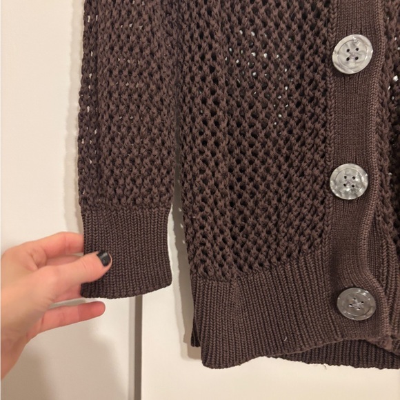 Banana Republic Dark Brown Open-Knit Cardigan - Picture 2 of 5